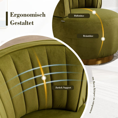 360 Degree Modern Swivel Chair Round Swivel Chair Soft Velvet Finish Comfortable Backrest Stable Structure Living Room Chair Shell Chair Suitable For Living Room Bedroom Study Room, Olive Green