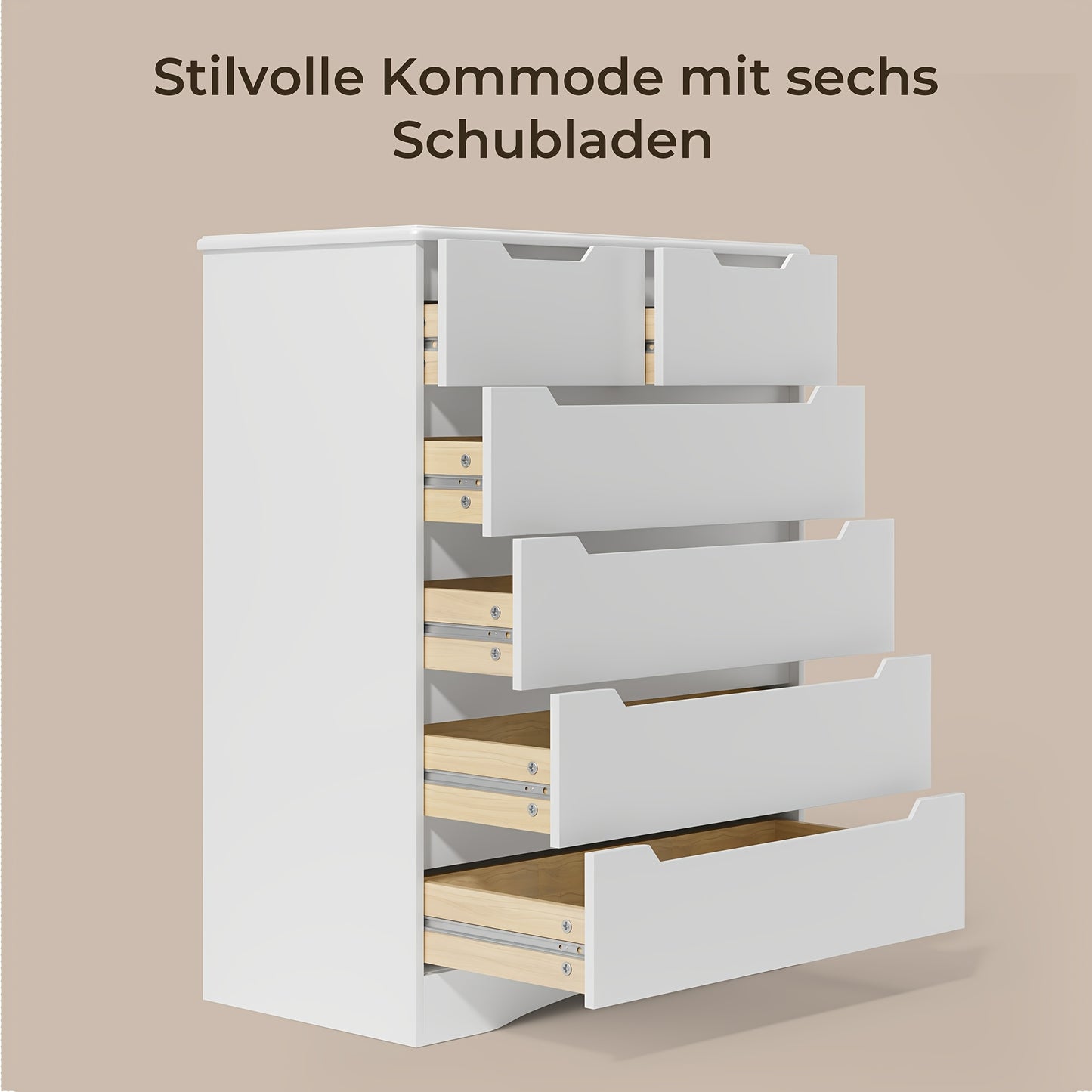 Opbergkast 6 Laden – Ladenkast – Vitrinekast – Dressoir – Sideboard – Zwart – Extra Stevig – Anti-Kantelbeveiliging