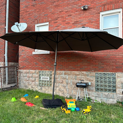XXL Tuinparasol – Terrasparasol – Zonnescherm – Buitenparasol – Grote Parasol – Stalen Frame – Polyester Doek – Grijs – Met Voet En Knikhendel