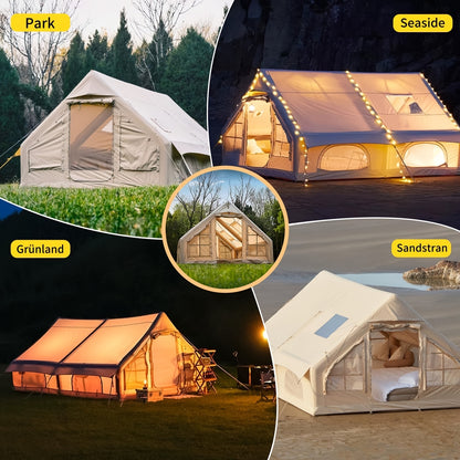 Campingtent – Kampeertent – Familietent – Opblaasbare Tent – Festival Tent – 10-Persoons – Snel Op te Zetten – Waterafstotend Oxford Polyester