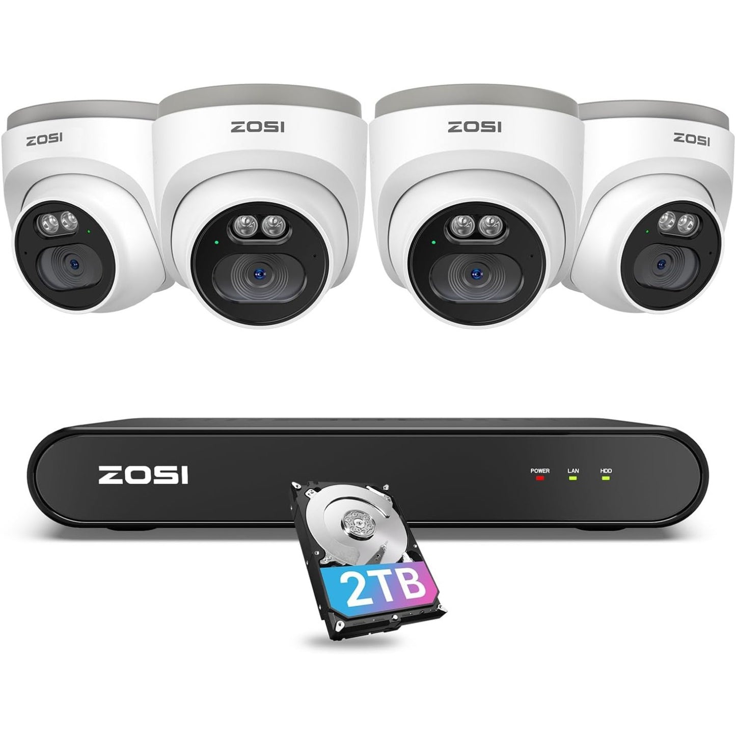 Beveiligingscamera Systeem – Bewakingsset – CCTV Camera – Video Surveillance – 8-Kanaals NVR – 4MP Dome Camera’s – AI Mens Detectie – 24/7 Opname Met 2TB HDD