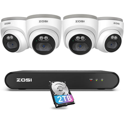 Beveiligingscamera Systeem – Bewakingsset – CCTV Camera – Video Surveillance – 8-Kanaals NVR – 4MP Dome Camera’s – AI Mens Detectie – 24/7 Opname Met 2TB HDD