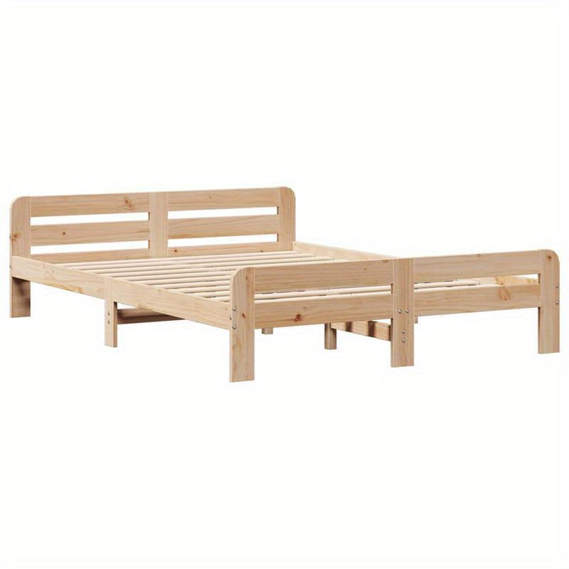 Bedframe – Tweepersoonsbed – Bed – Massief Houten Bed – Houten Ledikant – Dennehouten Materiaal – Geschikt Voor Matras 150x200 Cm – Stevig En Duurzaam