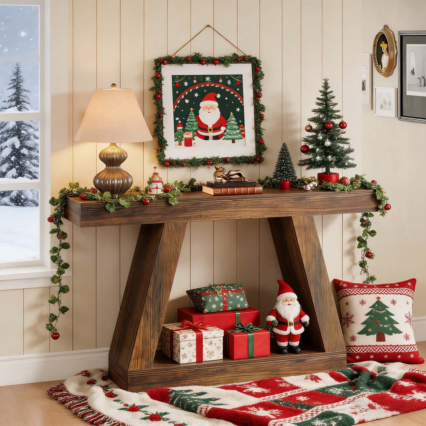 1pc 139.7cm Modern Rustic Farmhouse Console Table - Long Narrow Sofa Entryway Table with Storage Shelf, Space-Saving /Particleboard Suitable for Hallway, Living Room, Assembly, Spacious for Decorations (Table Only)