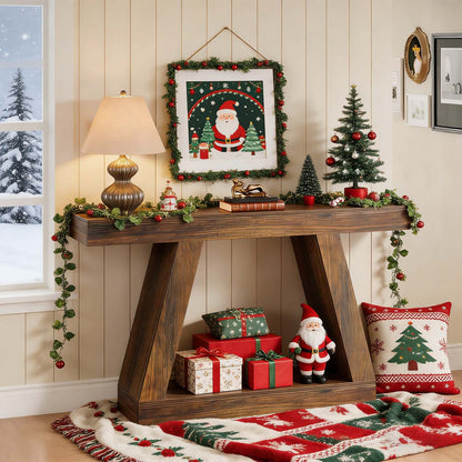 1pc 139.7cm Modern Rustic Farmhouse Console Table - Long Narrow Sofa Entryway Table with Storage Shelf, Space-Saving /Particleboard Suitable for Hallway, Living Room, Assembly, Spacious for Decorations (Table Only)