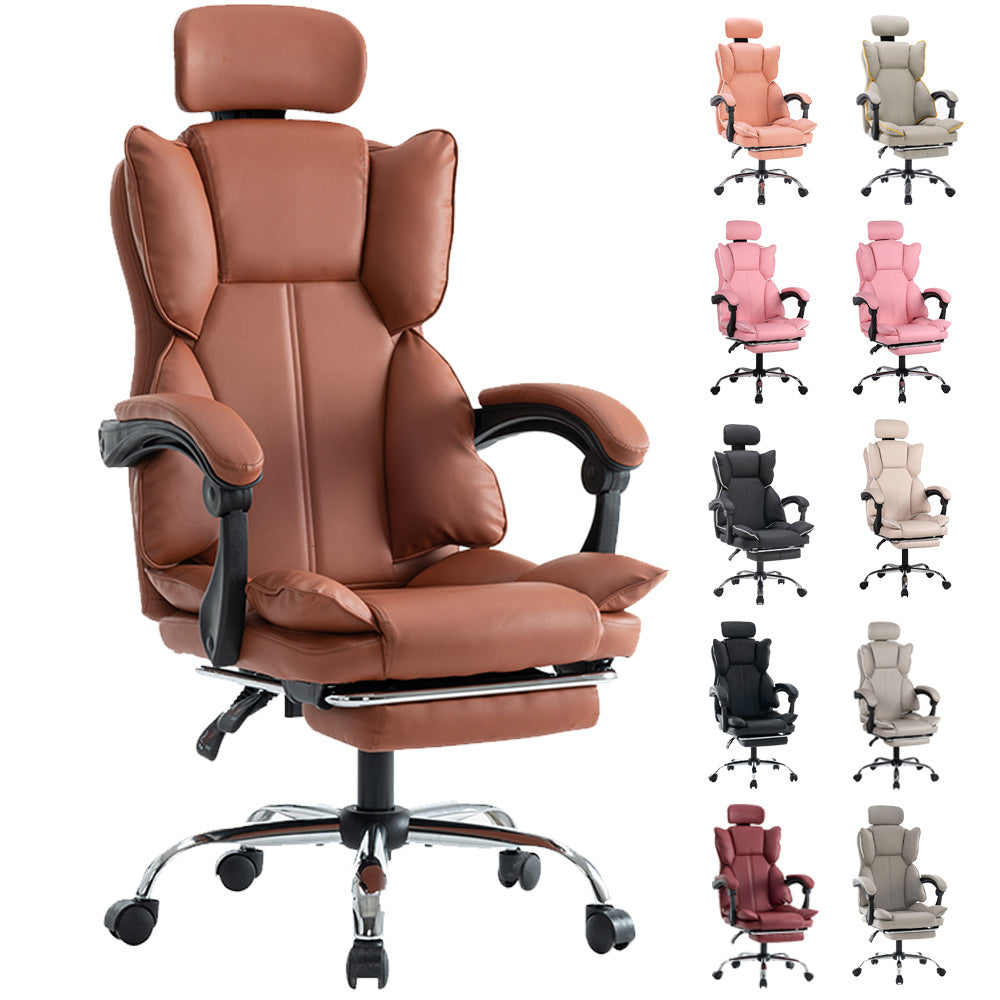 Gamingstoel – Gamestoel – Gaming Chair – Bureaustoel – Game Stoel – Ergonomisch Verstelbaar – PU Leder – Zacht Schuim – Stevige Rugleuning – Paars Wit Design