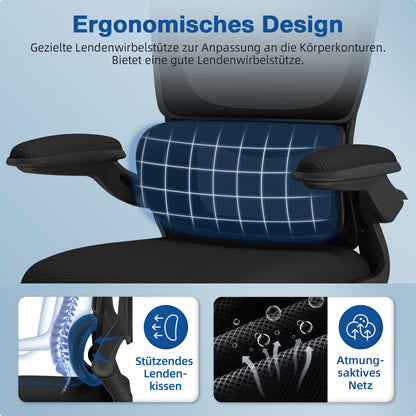 Office Chair with Adjustable Headrest, Armrests, and Lumbar Support, Load Capacity up to 150 kg