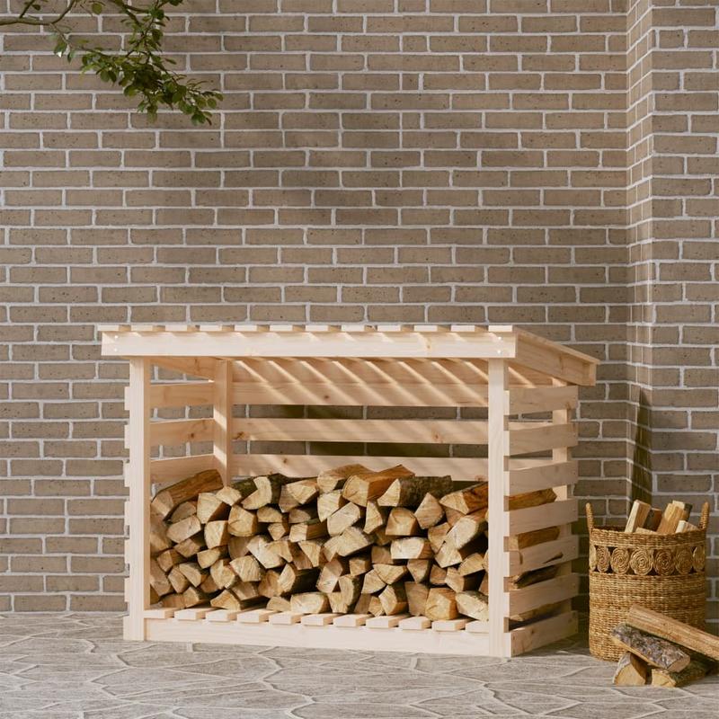 Houtopslag Voor Buiten – Houtrek – Houthouder – Houtstapel – Brandhoutopslag – Natuurlijk Dennenhout – Compact Ontwerp – Weerbestendig Met Afdekhoes