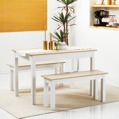 Eettafelset – Tafel Met Banken – Eettafelbank – Keukentafel – Eetkamerset – Houtkleur – Compact Ontwerp – Stevige Spaanplaat – 4-6 Personen