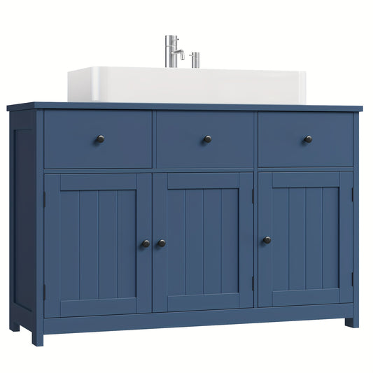 Badkamerkast – Badkamermeubel – Wastafelonderkast – Opbergkast – Vrijstaande Kast – Vochtbestendig Hout – 68,5 cm Hoog – 2 Deuren en 2 Lades - Blauw