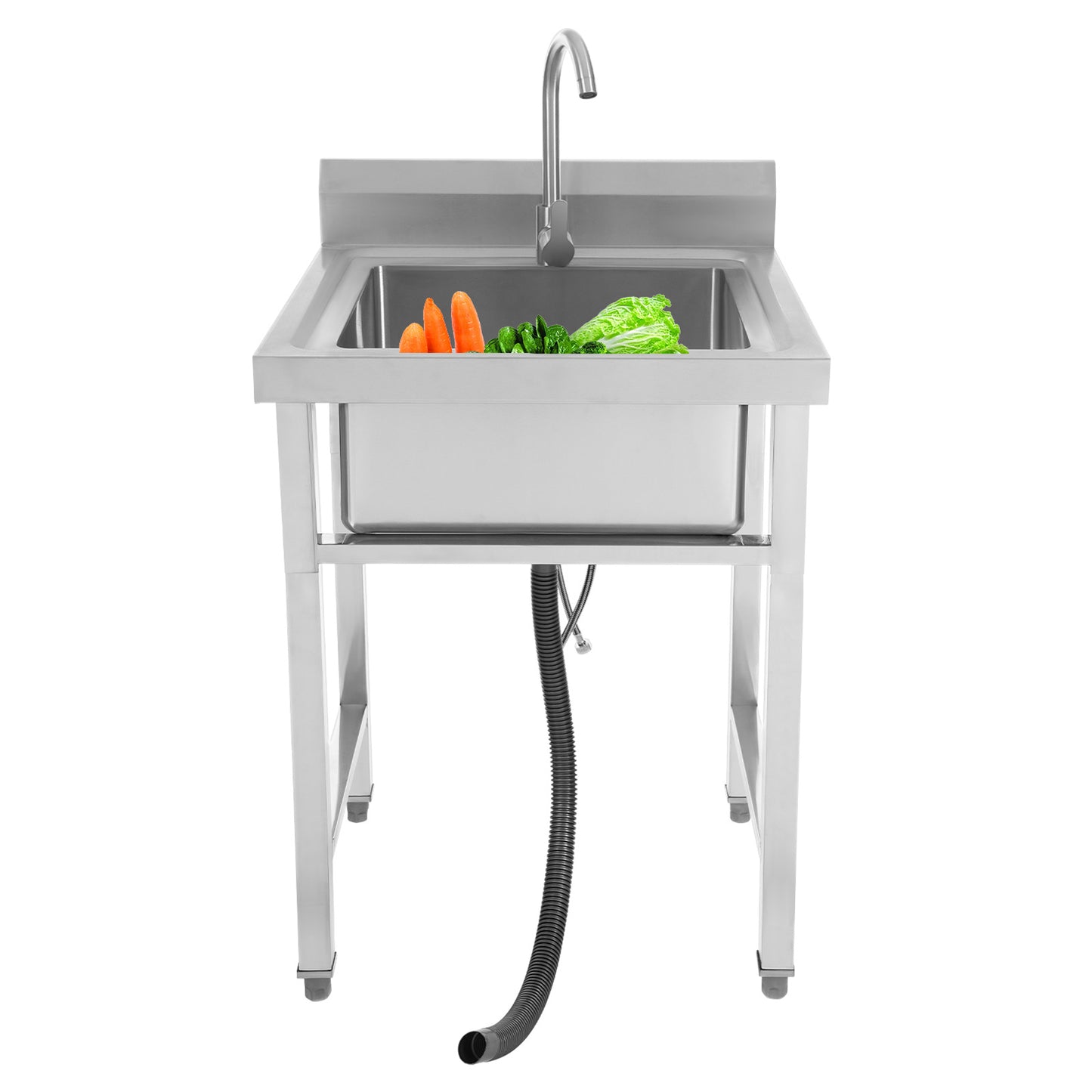 Keukenspoelbak – Spoelbak Keuken – Wasbak Keuken – Gootsteen – Enkele Spoelbak – Roestvrij Staal – 45x41x23 cm – Verstelbare Pootjes & Snelle Afvoer