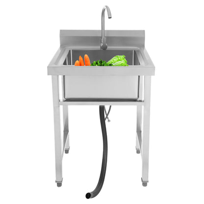 Keukenspoelbak – Spoelbak Keuken – Wasbak Keuken – Gootsteen – Enkele Spoelbak – Roestvrij Staal – 45x41x23 cm – Verstelbare Pootjes & Snelle Afvoer