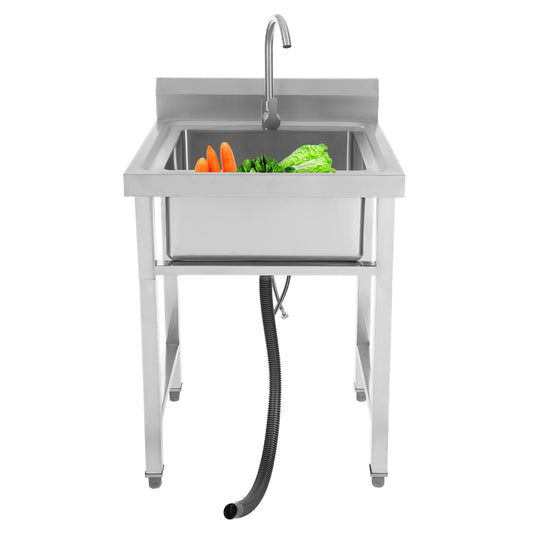 Keukenspoelbak – Spoelbak Keuken – Wasbak Keuken – Gootsteen – Enkele Spoelbak – Roestvrij Staal – 45x41x23 cm – Verstelbare Pootjes & Snelle Afvoer