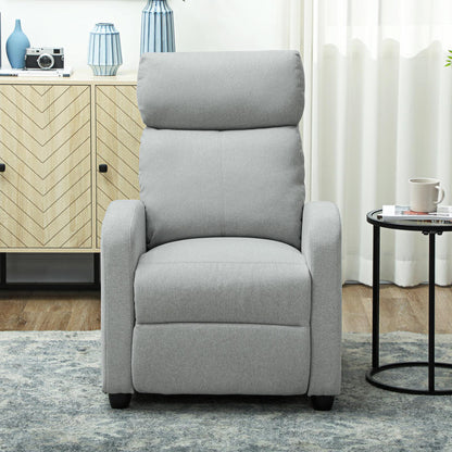 Relaxfauteuil – Lounge Chair – Verstelbare Fauteuil – Relaxstoel – Zitfauteuil – Lichtgrijs – Handmatig Kantelbaar Tot 135° – Uitschuifbare Voetensteun