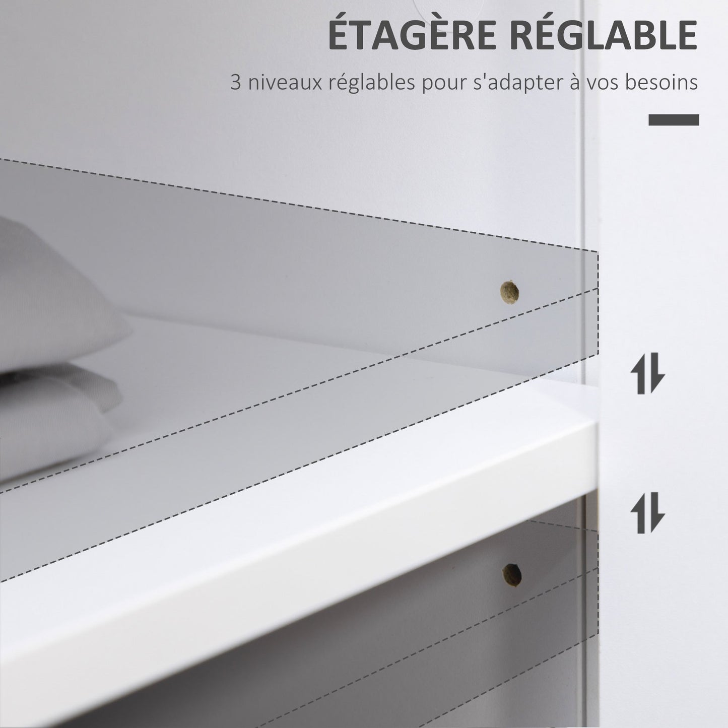Dressoir – Opbergkast – Sideboard – Buffetkast – Ladekast – 2 Deuren & 2 Laden – Verstelbare Plank – 100x40x85 cm – Wit Houtlook