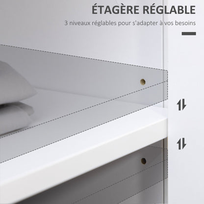 Dressoir – Opbergkast – Sideboard – Buffetkast – Ladekast – 2 Deuren & 2 Laden – Verstelbare Plank – 100x40x85 cm – Wit Houtlook
