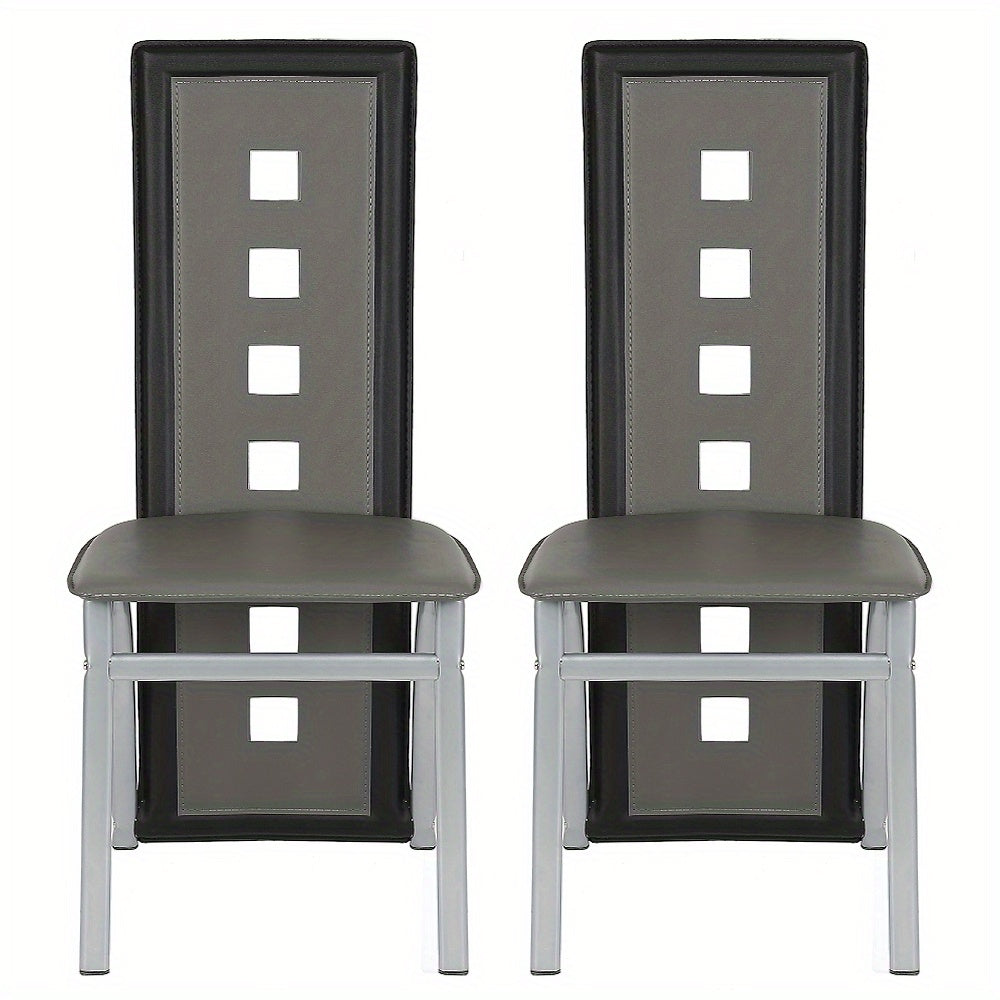 Eetkamerstoelen – Stoelen – Dining Stoelen – Keukenstoelen – Zwarte Grijs – Ergonomisch Design – Gevuld Zitkussen – Hoogwaardige Set 2 Stuks – 42,5 x 42 x 101,5 cm