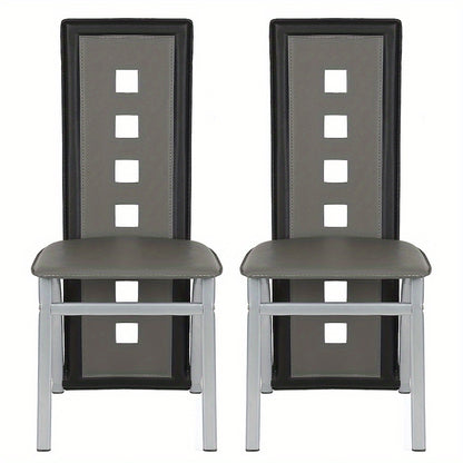 Eetkamerstoelen – Stoelen – Dining Stoelen – Keukenstoelen – Zwarte Grijs – Ergonomisch Design – Gevuld Zitkussen – Hoogwaardige Set 2 Stuks – 42,5 x 42 x 101,5 cm