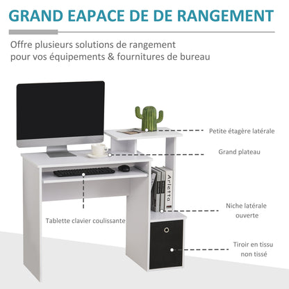 Bureau – Computertafel – Werkplekmeubel – Thuiswerkbureau – Laptoptafel – Compact formaat 100x40 cm – Melamine afwerking wit