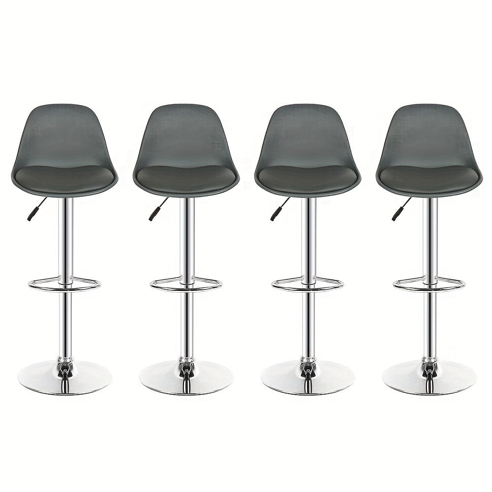 Barkruk – Barstoel – Barstoelset – Keukenstoel – Kruk – Verstelbare Zithoogte – Modern Grijs PU-leer