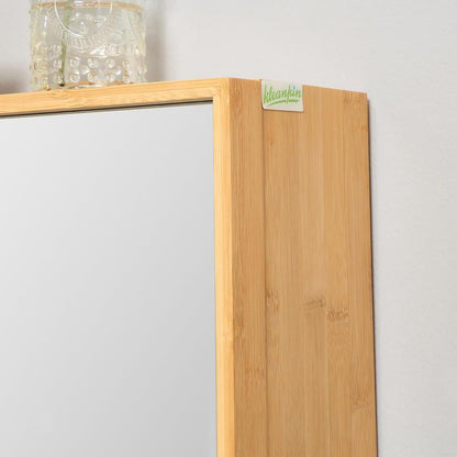 Badkamerkast – Badkamermeubel – Opbergkast – Spiegelkast – Wandschap – Spiegeldeuren – Schuifplanken – Compact Ontwerp – Hout Metaal Glas – 65,2x14x50 cm – Eenvoudige Montage