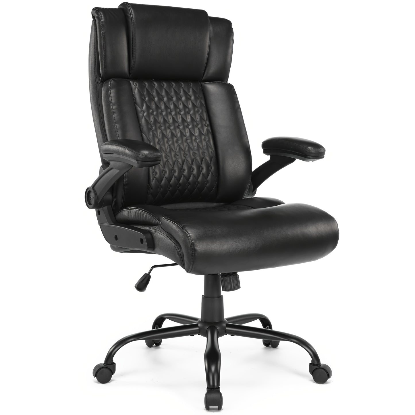 Bureaustoel – Kantoorstoel – Directiestoel – Office Chair – Bureau Stoel – Ergonomisch Design – Breed Zitvlak 54 cm – PU Lederen Bekleding – Verstelbare Rugleuning – Opklapbare Armleuningen – Max 150 kg