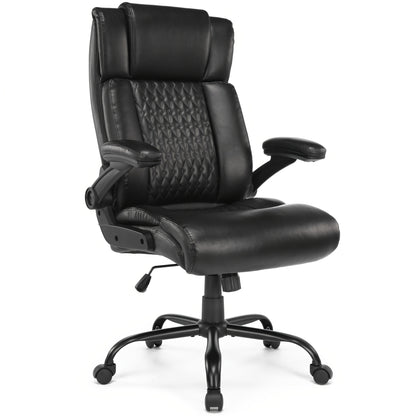 Bureaustoel – Kantoorstoel – Directiestoel – Office Chair – Bureau Stoel – Ergonomisch Design – Breed Zitvlak 54 cm – PU Lederen Bekleding – Verstelbare Rugleuning – Opklapbare Armleuningen – Max 150 kg