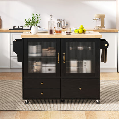 Verplaatsbaar Keukeneiland – Keukentrolley – Bar Tafel – Opbergkast – Eettafel – Inklapbaar – Wijnrek – Wielen Met Rem – Wit – Compact En Stijlvol