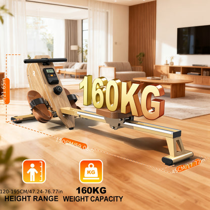 VOWVIT Rowing Machine for Home, Magnetic Rowing Machine with Wireless Monitor, 16 Resistance Levels, Compact Rowing Machine with 150kg Weight Capacity, Vertical Storage