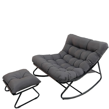 Schommelstoel – Relaxstoel – Fauteuil – Loungestoel – Draaistoel – Handmatig Verstelbare Rugleuning – Stabiel Roestvrij Stalen Frame – Zwenkfunctie en Rocking Mechanisme – Modern Design – Geschikt Voor Harde Vloeren – Grijs
