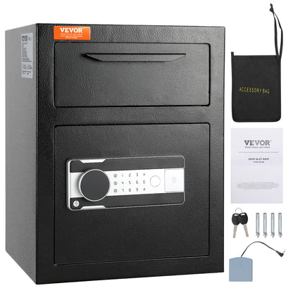 Inbouwkluis – Geldkluis – Deposito Kluis – Documentenkluis – Veiligheidskluis – 1,7 Liter Inhoud – Elektronisch Codeslot met Noodsleutel