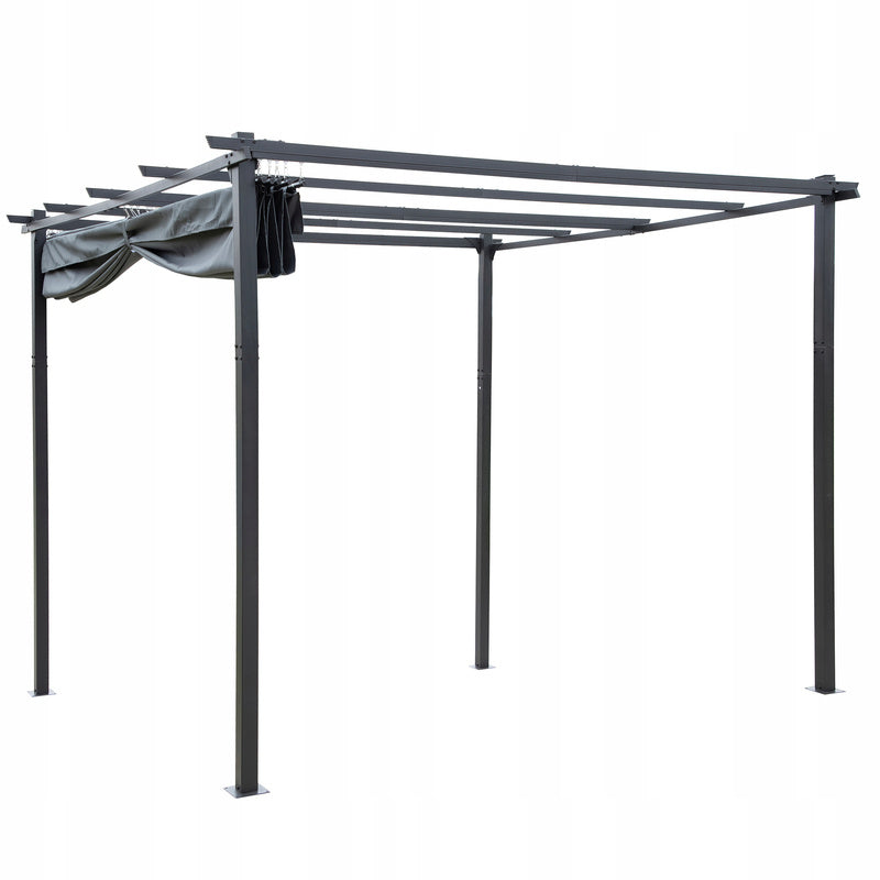 Prieel – Tuinpaviljoen – Overkapping – Partytent – Pergola – Uitschuifbaar Waterafstotend Dak – Stalen Frame 3x4m Antraciet