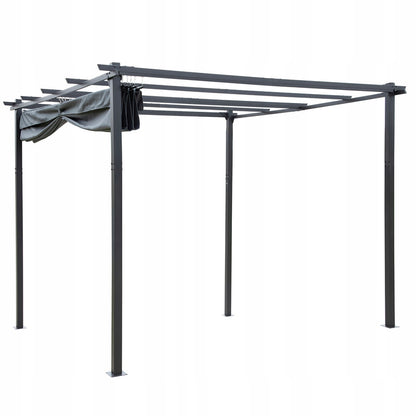 Prieel – Tuinpaviljoen – Overkapping – Partytent – Pergola – Uitschuifbaar Waterafstotend Dak – Stalen Frame 3x4m Antraciet