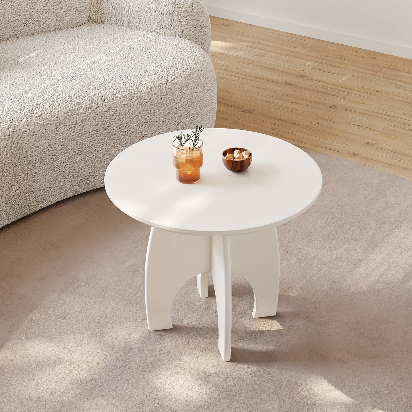 Witte Ronde Salontafel – Bijzettafel – Koffietafel – Tafel – Decoratietafel – Modern Minimalistisch Design – Unieke Sculpturale Poten – Compact Ruimtebesparend – Eenvoudige Montage