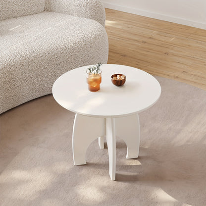 Witte Ronde Salontafel – Bijzettafel – Koffietafel – Tafel – Decoratietafel – Modern Minimalistisch Design – Unieke Sculpturale Poten – Compact Ruimtebesparend – Eenvoudige Montage