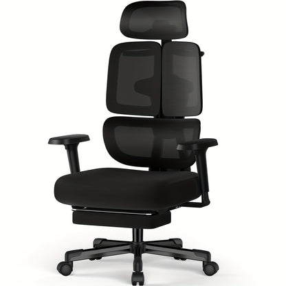 Airchros Ergonomic Office Chair with Adjustable Height, Comfortable Armrests, Lumbar Support & Footrest – Black Plastic/Metal Frame for Home, Gaming, or Desk Use, Desk Chair