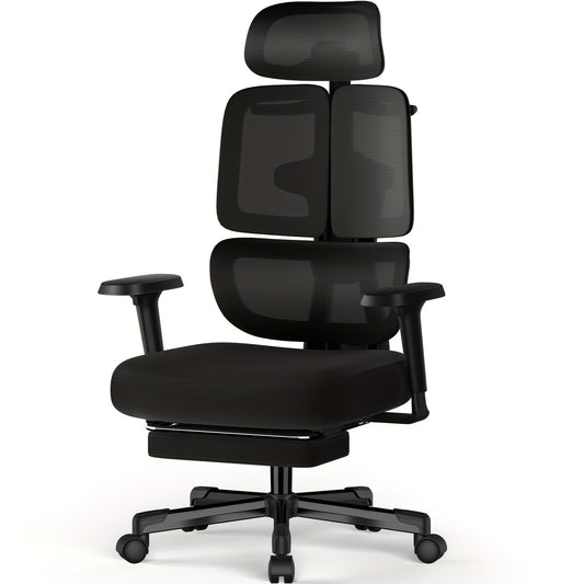 Airchros Ergonomic Office Chair with Adjustable Height, Comfortable Armrests, Lumbar Support & Footrest – Black Plastic/Metal Frame for Home, Gaming, or Desk Use, Desk Chair