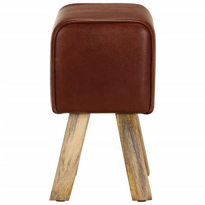 Gymnastics bench 38cm real leather and solid mango wood brown