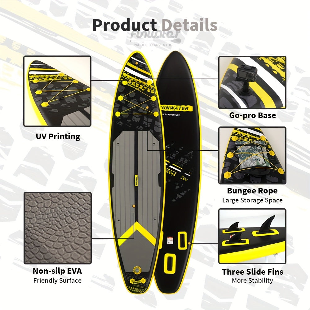 Paddleboard – SUP Board – Opblaasbaar Paddle Board – Stand Up Paddle – SUP – Zwart – Duurzaam PVC – Wave Shadow Design 320x81 cm