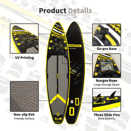 Paddleboard – SUP Board – Opblaasbaar Paddle Board – Stand Up Paddle – SUP – Zwart – Duurzaam PVC – Wave Shadow Design 320x81 cm