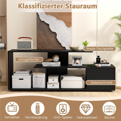TV-kast – TV-meubel – Lowboard – Tv-dressoir – Tv-meubel zwart – Asymmetrisch ontwerp – Stevige constructie tot 55 inch