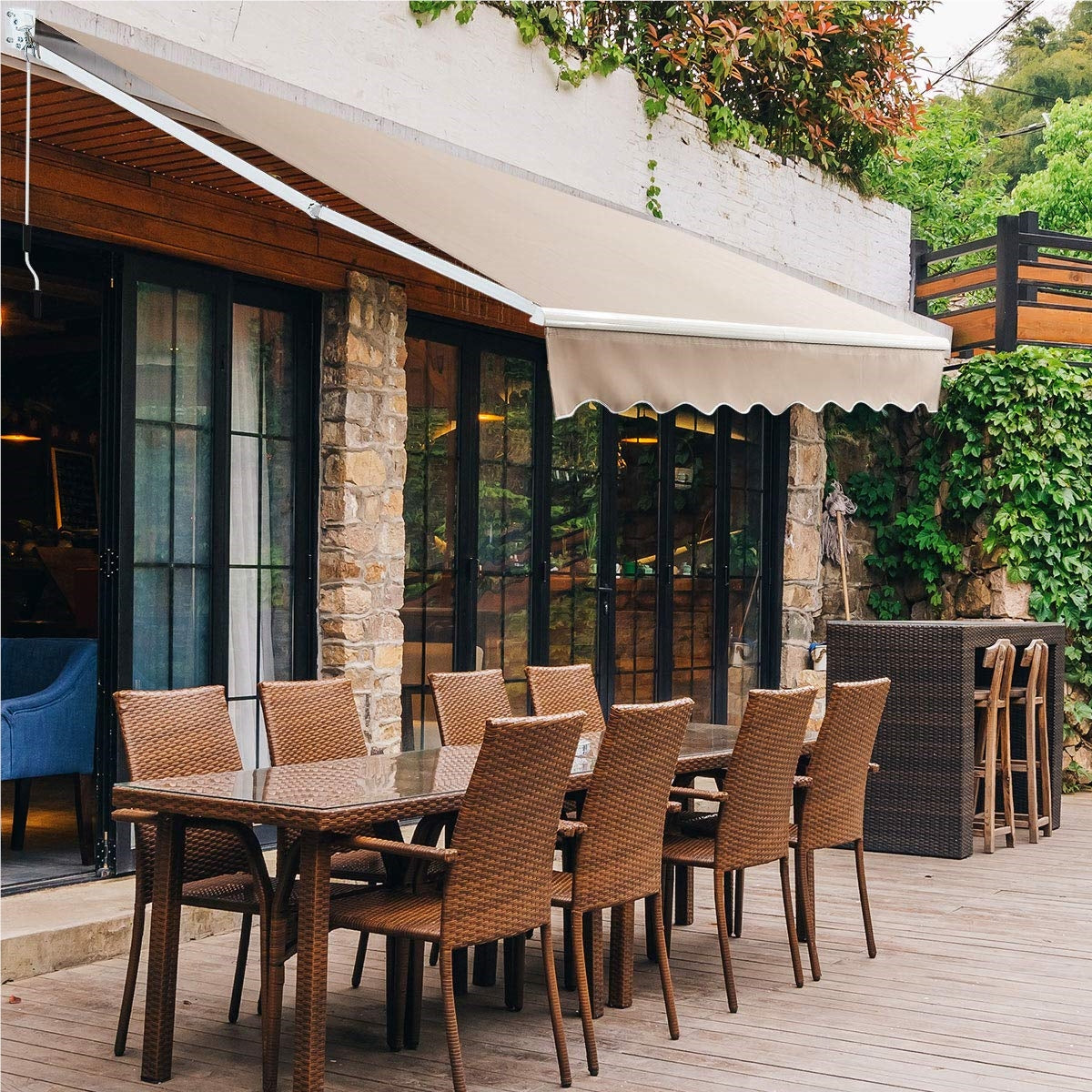 Zonnescherm – Zonwering – Terrasoverkapping – Balkonzonwering – Uitschuifbaar – Verstelbare Hoek 40-100° – 250x200 cm – Waterafstotend Aluminiumframe – Handbediening