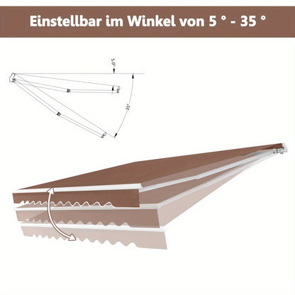 Uitschuifbaar Terraszonnescherm – Terrasluifel – Zonnescherm – Zonwering – Patio Overkapping – Aluminium Frame – 3 x 2,5 m – Verstelbare Hellingshoek 40°-100°