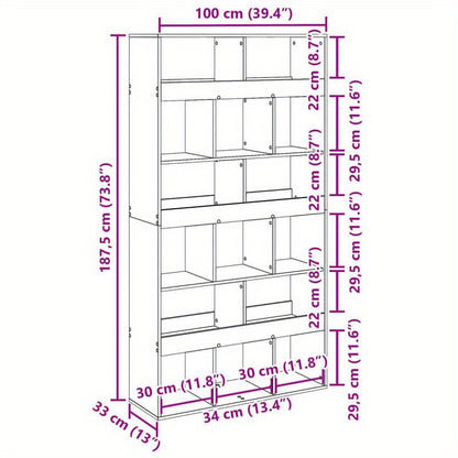 Ruimteverdeler – Kamerscherm – Scheidingswand – Bureauwand – Interieurafscheiding – Betongrijs – Hoogwaardig Hout – Compact Formaat 100x33x187,5 cm