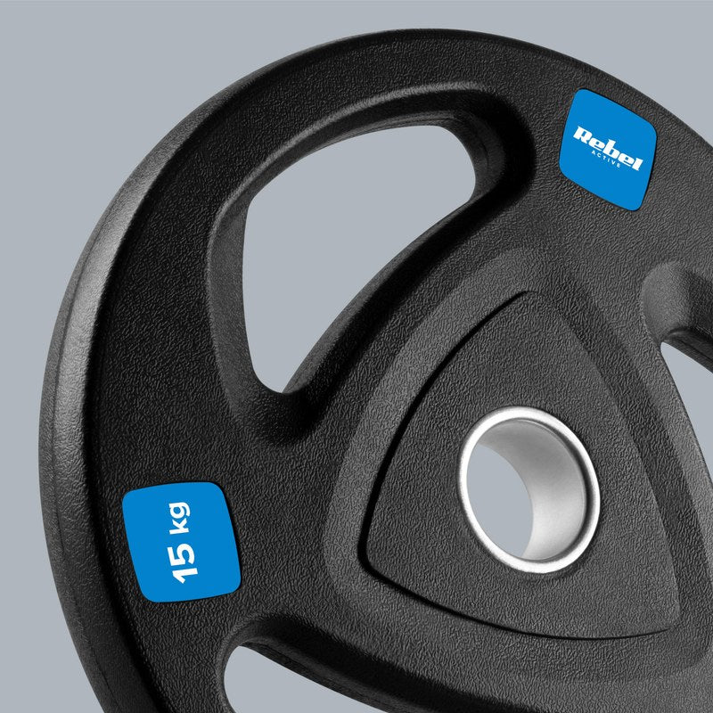 halterplaat – halterschijf – gewichtenschijf – fitnessgewicht – olympische halterschijf – 2x15 kg gietijzer – rubberen coating