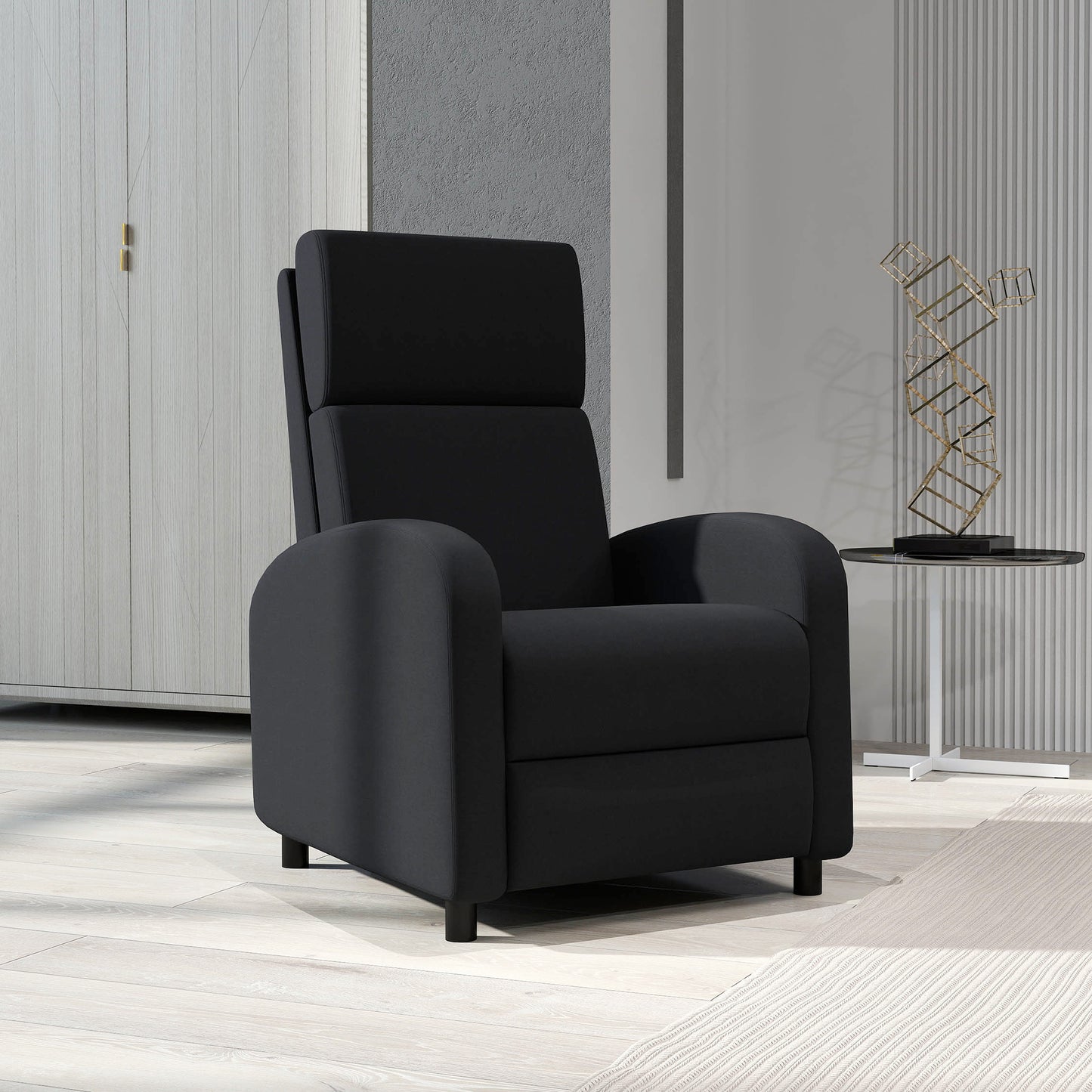 Relaxfauteuil – Verstelbare Fauteuil – Relaxstoel – Ruststoel – Zwart – Verstelbare Rugleuning Tot 160° – Ingebouwde Voetensteun