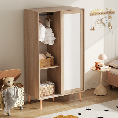 Kledingkast – Garderobekast – Opbergkast – Schuifdeurkast – Slaapkamerkast – Compact 80x46x141,5 cm – Met Schuifdeuren en Ophangstang