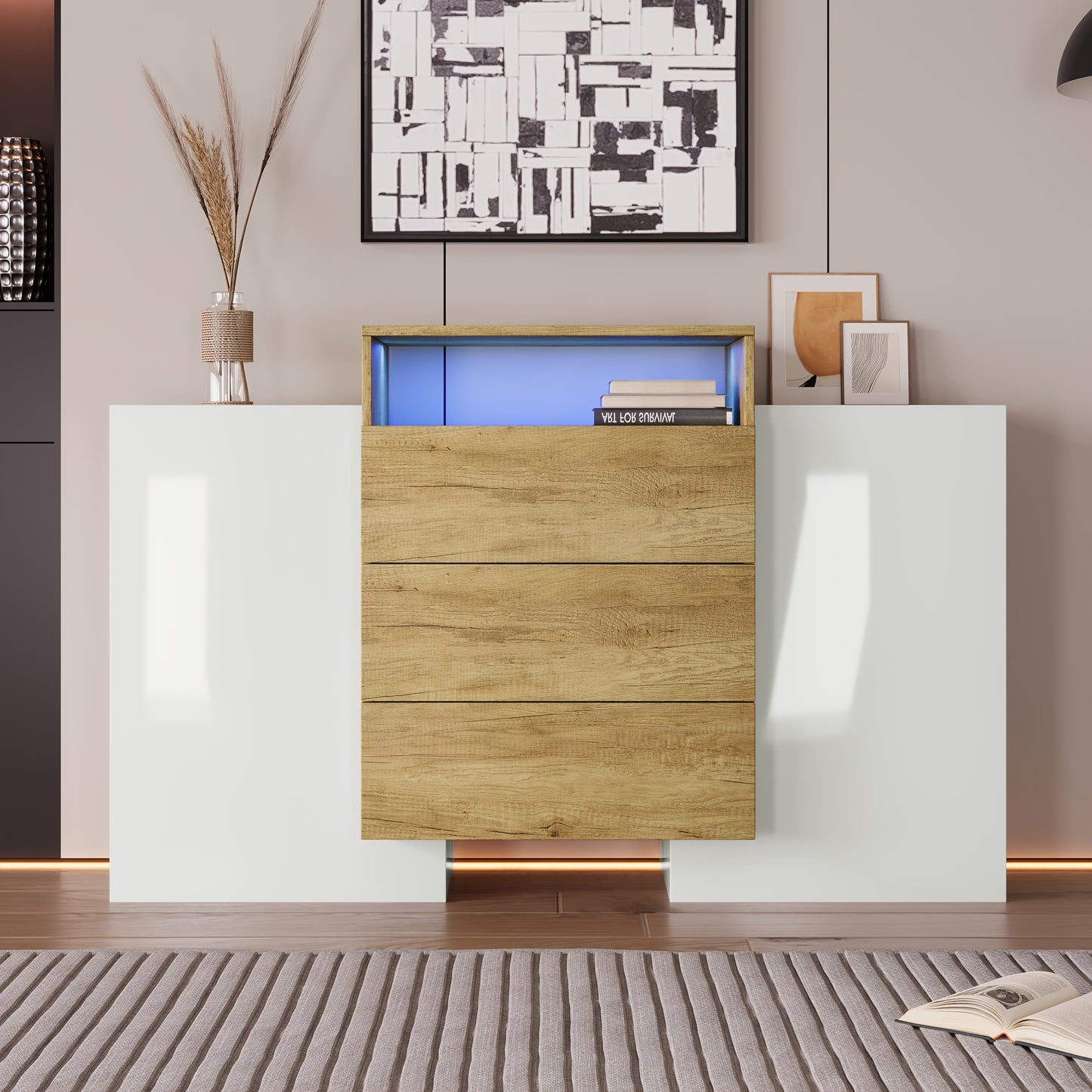 Dressoir – Sideboard – Ladekast – Opbergkast – Kast – Modern Design – 140 cm Breed – Deels Glossy Afwerking