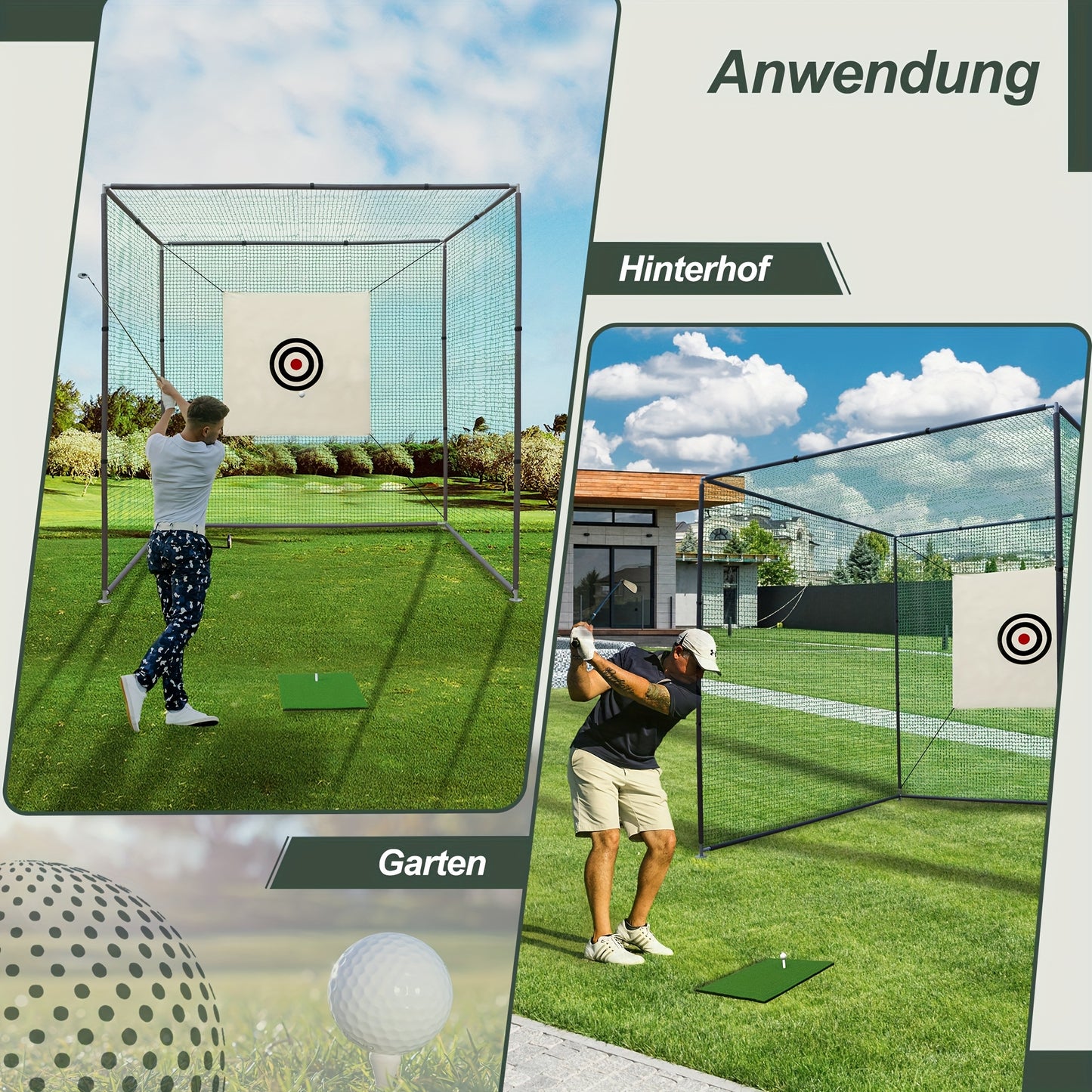 A Golf Practice Website with a Target, Golf Practice Website, Golf Ball Hitting Cage, Practice Net, a Complete Set with Practice Mat And Golf Ball Net, 300X300X300 Cm. Essential for Holiday Leisure