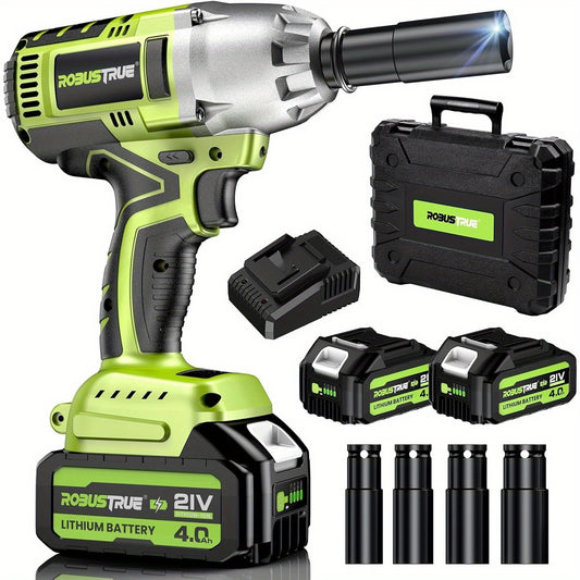 Accu Slagschroevendraaier – Slagmoersleutel – Elektrische slagschroevendraaier – Accuboormachine – Elektrische moersleutel – 21V Brushless Motor – 2x 4000mAh Accu Met Snellader